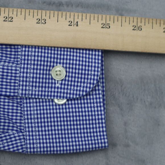Roundtree Yorke Shirt Mens L Blue Checkered Button Down Long Sleeve Collared Top - Picture 6 of 16